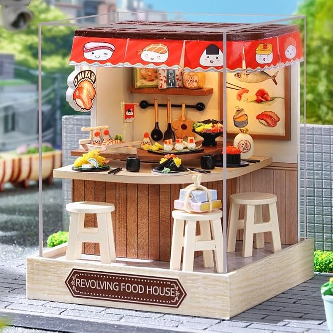 Miniature House Kit, CUTEROOM Tiny House Kit Wooden Dollhouse Kit Mini House - Image 2