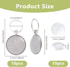 DICOSMETIC 10 Sets Cabochon Keychain Blanks Keychain Pendant Tray 35mm Platinum - Image 2