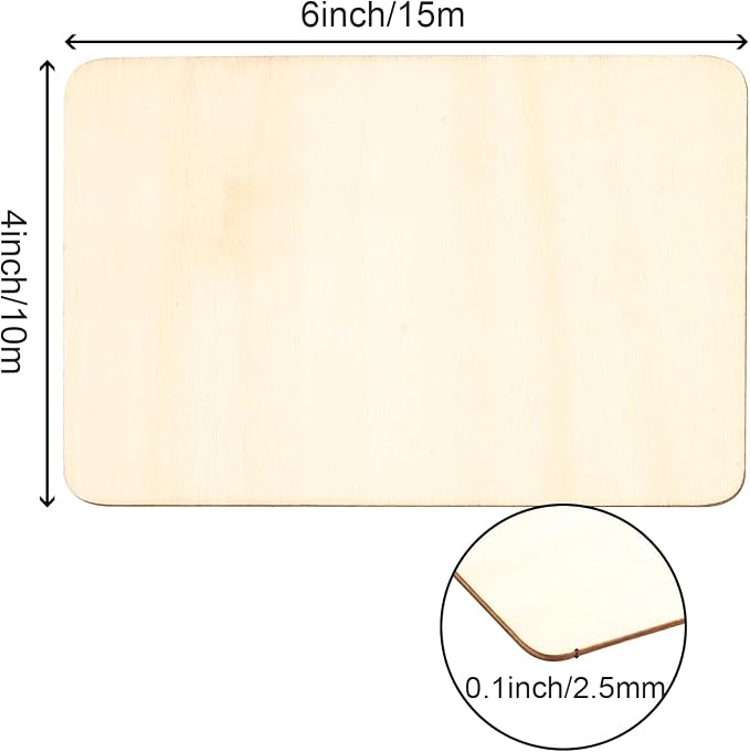 HOIGON 100 PCS Rectangle Unfinished Wood Pieces, 4 x 6 Inch Blank Basswood - Image 2