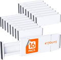 Lifewit 16 Pack Drawer Dividers 4" High, 11-17" Adjustable Drawer Organizers for Clothes, Expandable Dresser Separators in Bedroom/Bathroom/Kitchen/Fridge/Office Organization and Storage,White