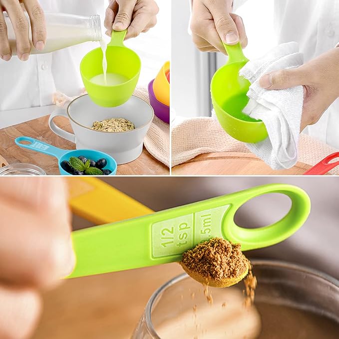 12 Piece Measuring Cups and Spoons Set, Colored Kitchen Measure Tools, Durable - Image 4