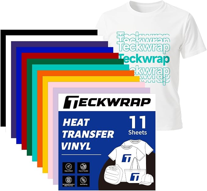 TECKWRAP Heat Transfer Vinyl for T-Shirts 11 PCS 12"x12" Easy Cut & Weed | PU - Image 9
