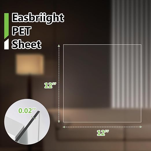 10-Pack of 12×12"×0.02" PET/Plexiglass Sheets, Transparent Flexible Plastic - Image 3