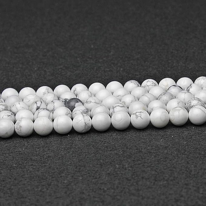 MJDCB Natural Stone Beads White Howlite Round Loose Beads - Image 3