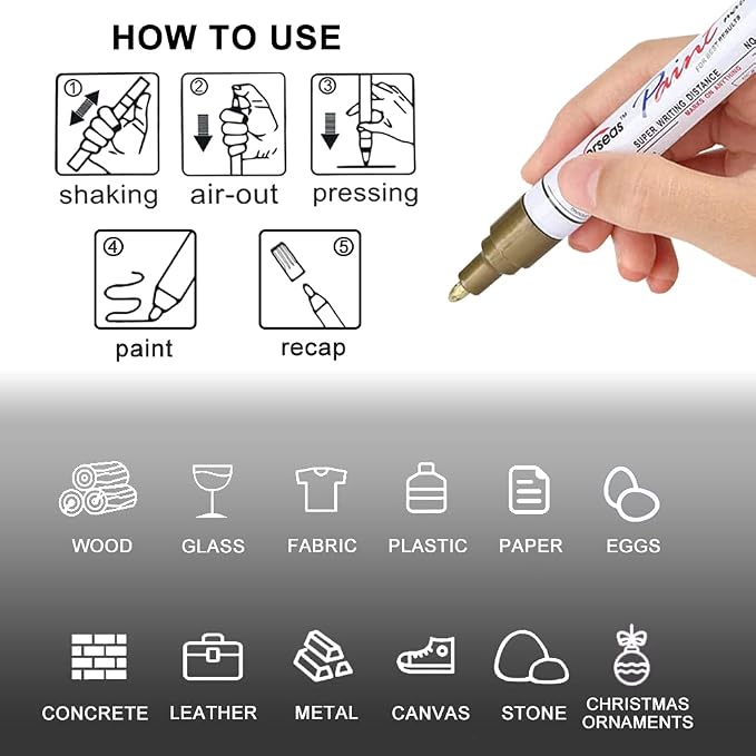 Overseas Yellow Paint Pens Permanent Markers, 3 Oil Based Paint Makrers | - Image 7