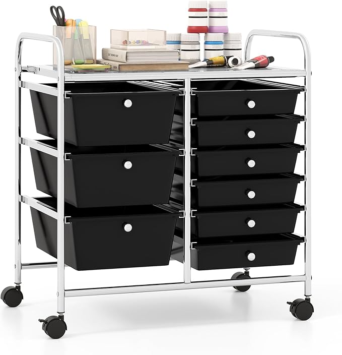 Giantex 9 Drawers Rolling Cart, Classroom Organizers, Storage Cart by Giantex