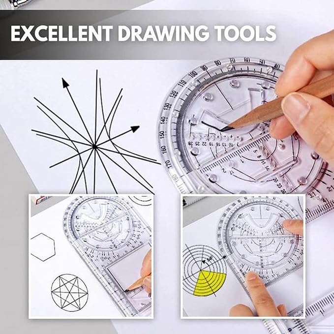 1PCS Multifunctional Geometric Ruler Geometric Drawing Template Measuring Tool - Image 2