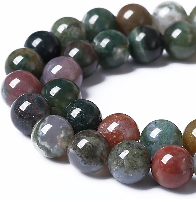 45pcs 8mm Natural Indian Agate Gemstone Beads Smooth Round Loose Spacer Beads - Image 2