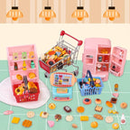 DULEFUN 143pcs Mini Shopping Cart Basket Miniature Food Drink Bottle Toys - Image 7