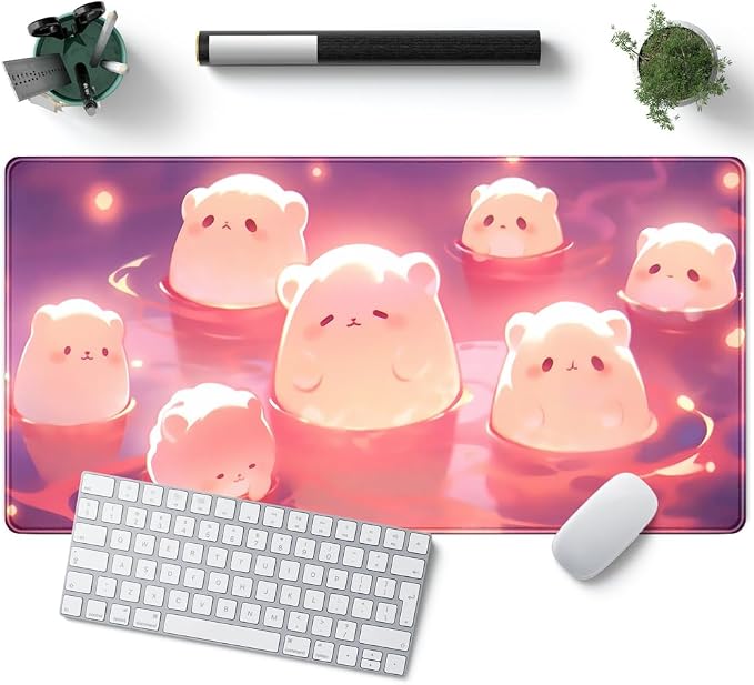 Kawaii Pastel Pink Desk Mat Cute Cat Large Mouse Pad Desk Pad Large Mouse and by YKJWW