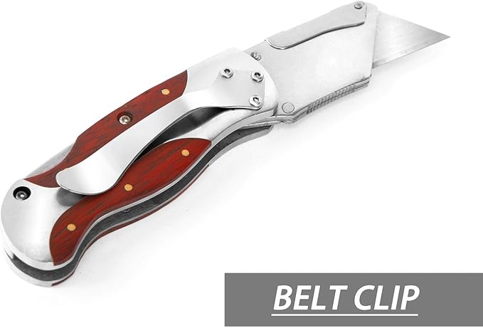 WORKPRO Quick-Change Utility Knife, Classical Retro Style Wood Grain Handle - Image 5