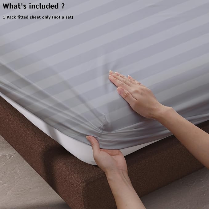 100% Egyptian Cotton Fitted Sheet Twin XL/Split King Size, 600 Thread Count - Image 5