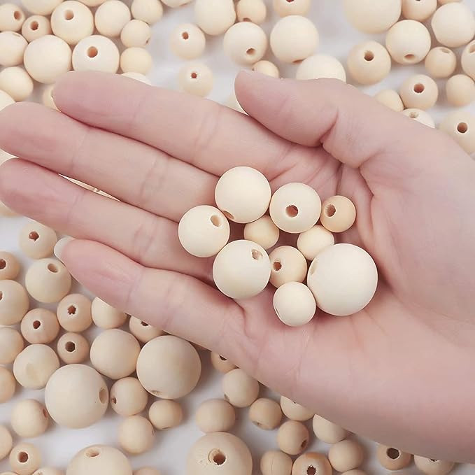500pcs 8MM Wood Beads Natural Unfinished Round Wooden Loose Beads Wood Spacer - Image 3