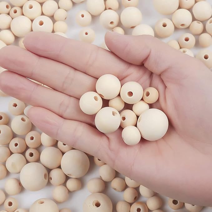 300pcs 10MM Wood Beads Natural Unfinished Round Wooden Loose Beads Wood Spacer - Image 2