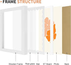 6x8 Picture Frame with Wavy Mat, Wooden Real Glass 6 x 8 Photo Frame - Image 5