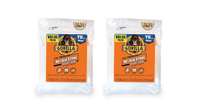 Gorilla Hot Glue Sticks, Mini Size 4" Long x 0.27" Diameter by Unknown
