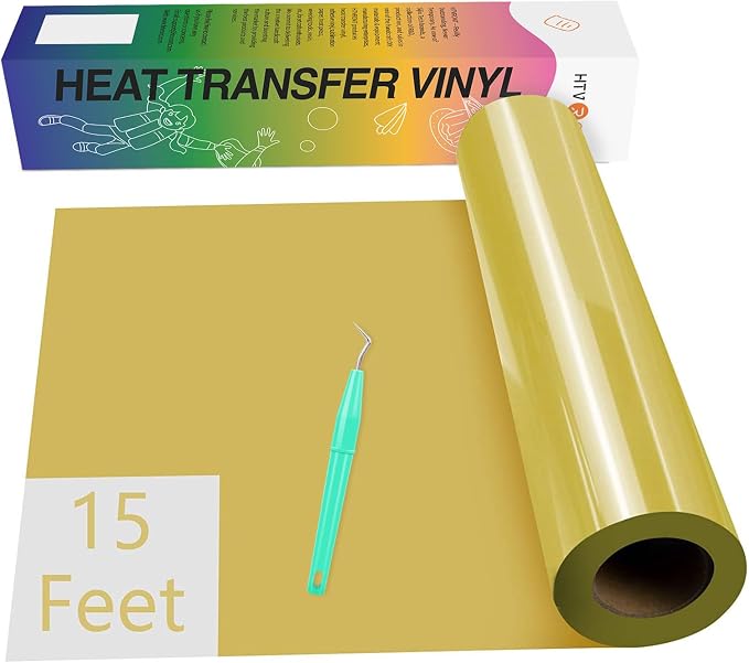 HTVRONT Heat Transfer Vinyl Gold HTV Roll- 12" x 15ft HTV Vinyl by HTVRONT