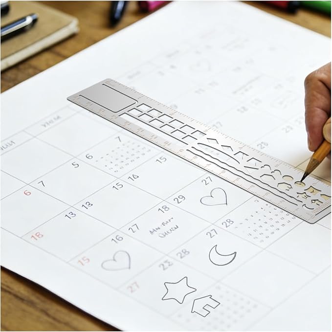 Metal Bookmark Ruler for Journals, Habit Tracker, Drawing Measuring Tools - Image 4