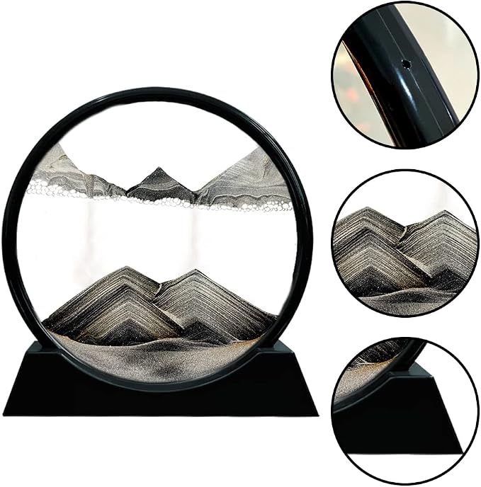 Aoderun Moving Sand Art Picture Round Glass 3D Deep Sea Sandscape in Motion - Image 5