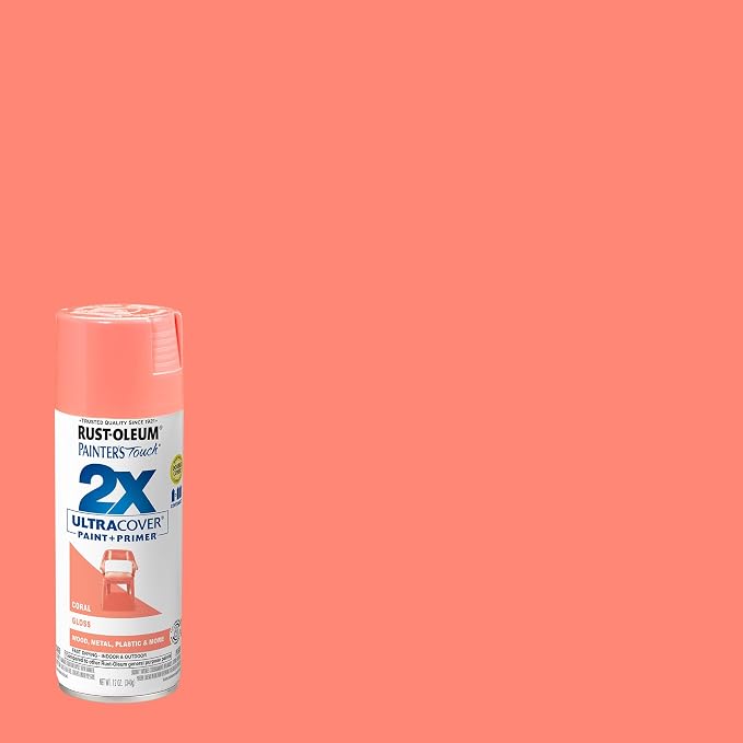 Rust-Oleum Painter's Touch 2X Ultra Cover Spray Paint, Gloss Coral | Indoor and - Image 2