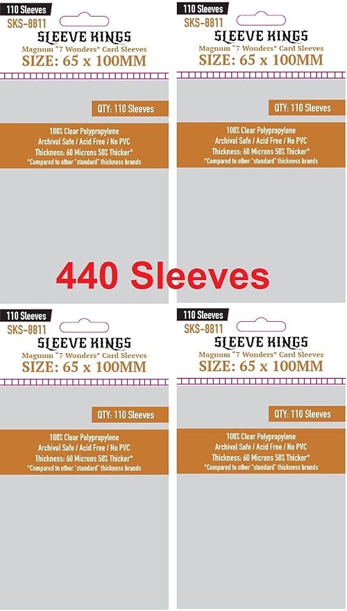 Sleeve Kings Magnum 7 Wonders Card Sleeves 65 X 100 mm by SleeveKings