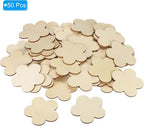 PATIKIL 60mm Wooden Flowers, 50 Pack Unfinished Wood Flowers Blank Wooden - Image 3