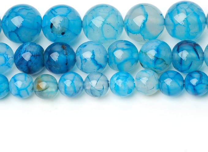60pcs Smooth Natural Blue Agate Beads，6mm Dragon Vein Gemstone Round Loose - Image 7