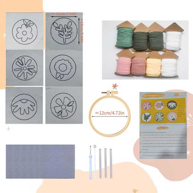 Avtytsda 6PCS Punch Needle Coaster Kit, Easy Punch Needle DIY Embroidery Set - Image 2