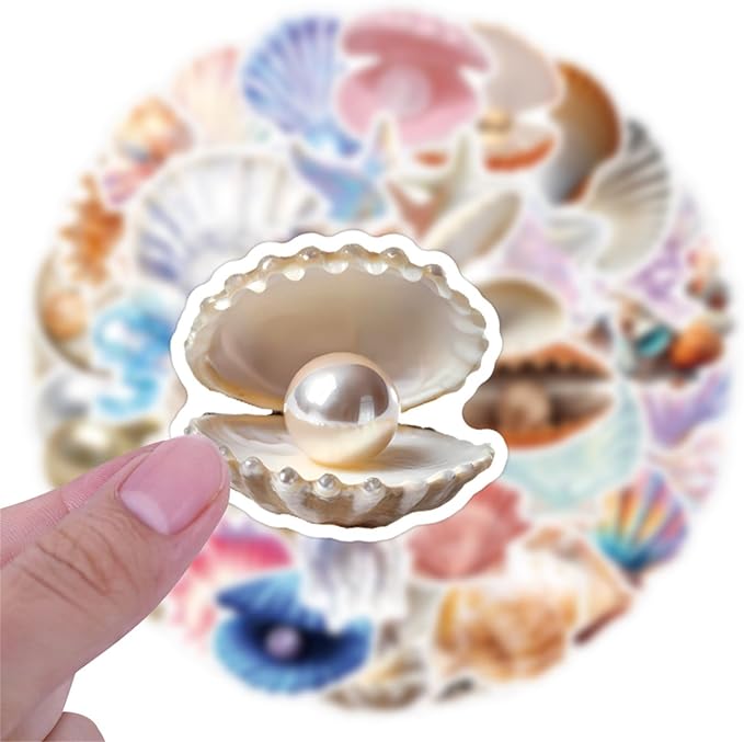 60PCS Sea Shell Stickers Aesthetic PET Transparent Conch Sticker Clamshell - Image 2