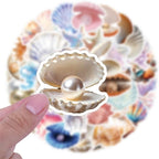 60PCS Sea Shell Stickers Aesthetic PET Transparent Conch Sticker Clamshell - Image 2
