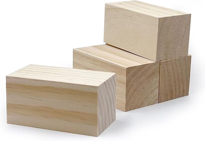 4 Inch Wood for Carving, Rectangular Wooden Blocks for DIY Carving, Large by WURONXIN