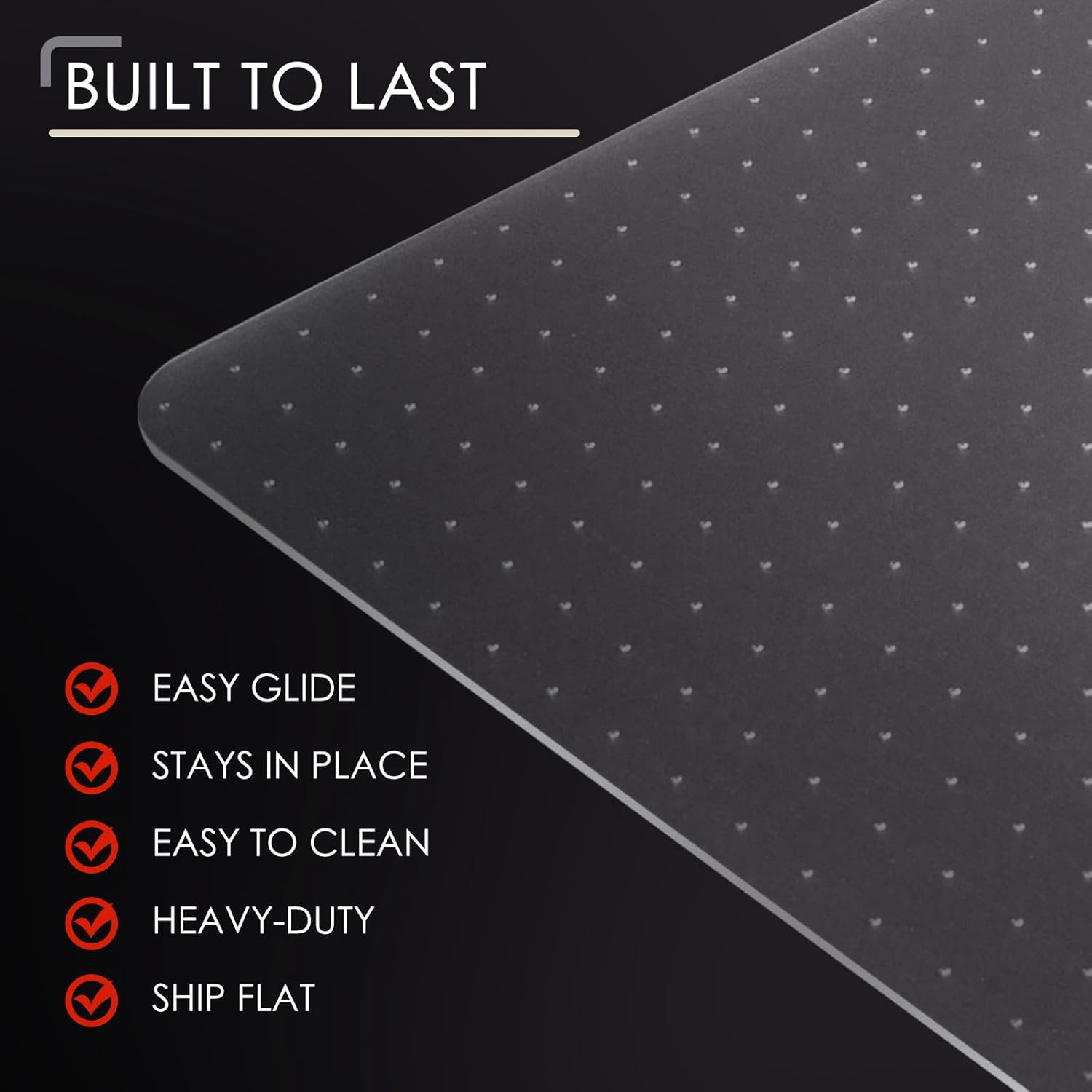 Kuyal Office Chair Mat for Carpet, 36x48 Clear Heavy Duty Computer Chair Mat with Lip, Under Desk Protector Carpeted Floors Mat, Easy Chair Movement,Ship Flat