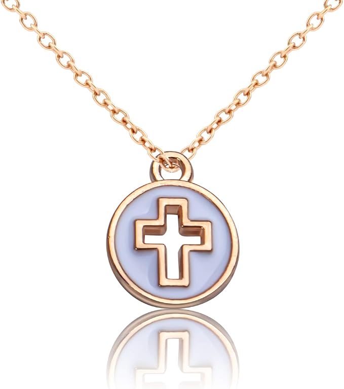 Aylifu 40pcs Round Enamel Cross Charms Alloy Crucifix Charm Pendants - Image 5