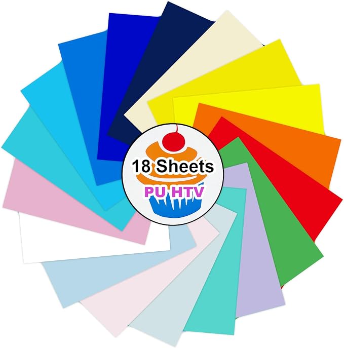 Efuncro- Heat Transfer Vinyl Boho Color Sheets 12" x 10" 18 Pack PU Iron-On - Image 2