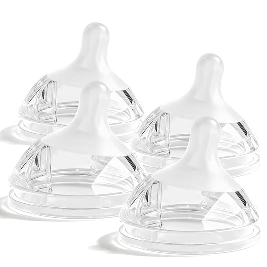 Silicone Bottle Nipples for Natural Baby Bottle, Medium Flow (M), 3+ Months, 4 Counts