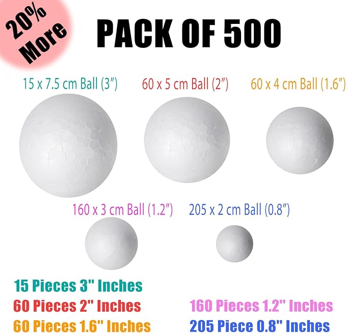 Bargain Paradise 500 Pack Ultimate Foam Balls Set – Large, Small Sizes - Image 2