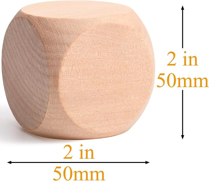 Blank Wooden Dice 2 inch 10PCS Unfinished Square Blocks 50mm Small Wood Cubes - Image 7
