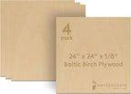 3 mm Baltic Birch Plywood 1/8 x 24 x 24 Inch, Box of 4 B/BB Grade Craft Wood by Woodpeckers