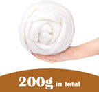 7.02oz Wool Roving, Needle Felting Wool White Roving Wool Felting Supplies - Image 2