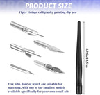 Oblique Calligraphy Pens Dip Set, Comic Pen Nib Set, Fluid Writer Pen, - Image 2