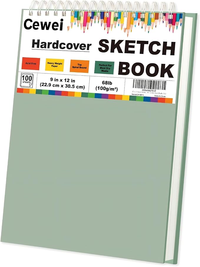 Cewei 9x12 Drawing Paper Pad, 100 Sheets, Spiral Bound Sketchbook, 68lb/100gsm - Image 8