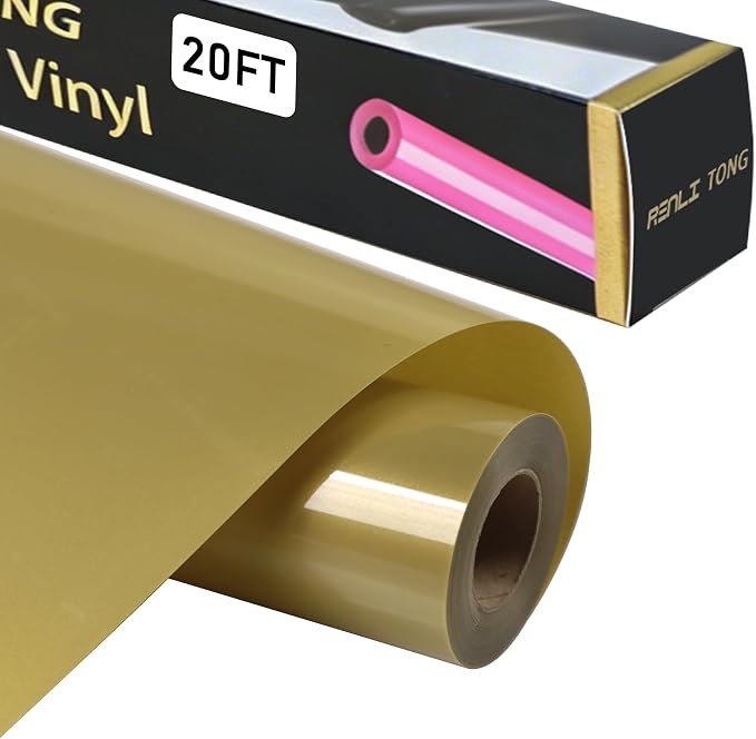 RENLITONG Soil Golden Iron on Vinyl 12Inch by 20ft Roll Heat Transfer Vinyl by RENLITONG