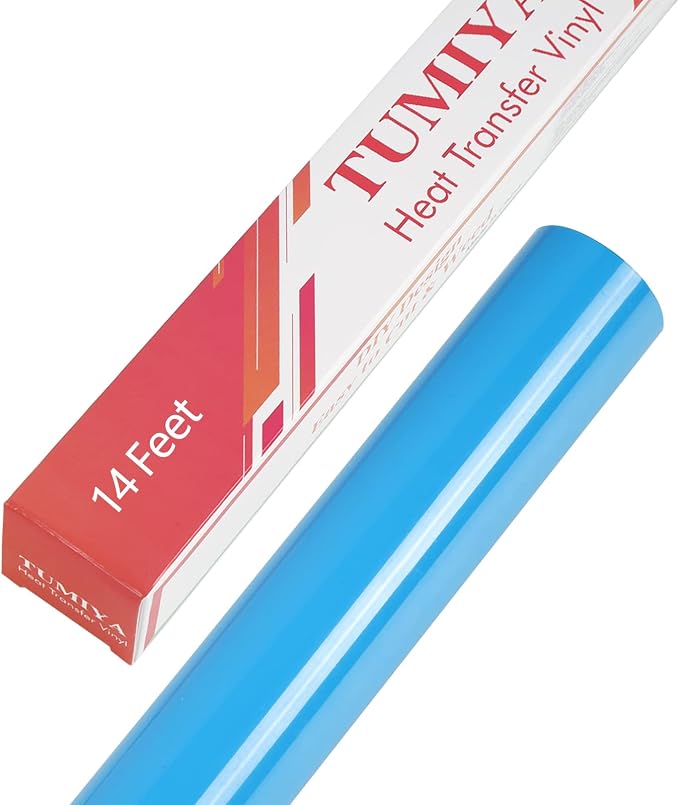 TUMIYA Heat Transfer Vinyl Rolls, Lake Blue Iron on Vinyl 12 Inch X 14 Feet by TUMIYA