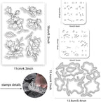 Flowers Clear Stamps and Dies for Card Making Layering Coloring Stencil Set - Image 2