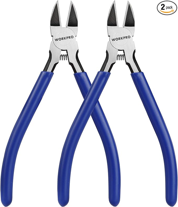 WORKPRO 2 Pack Wire Cutters, 6 Inch Precision Flush Cutters, Spring Loaded Side by WORKPRO
