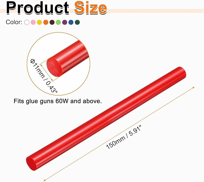 HARFINGTON 10pcs Hot Glue Sticks 0.43" Dia x 5.91" Long EVA Mini Hot Melt - Image 2