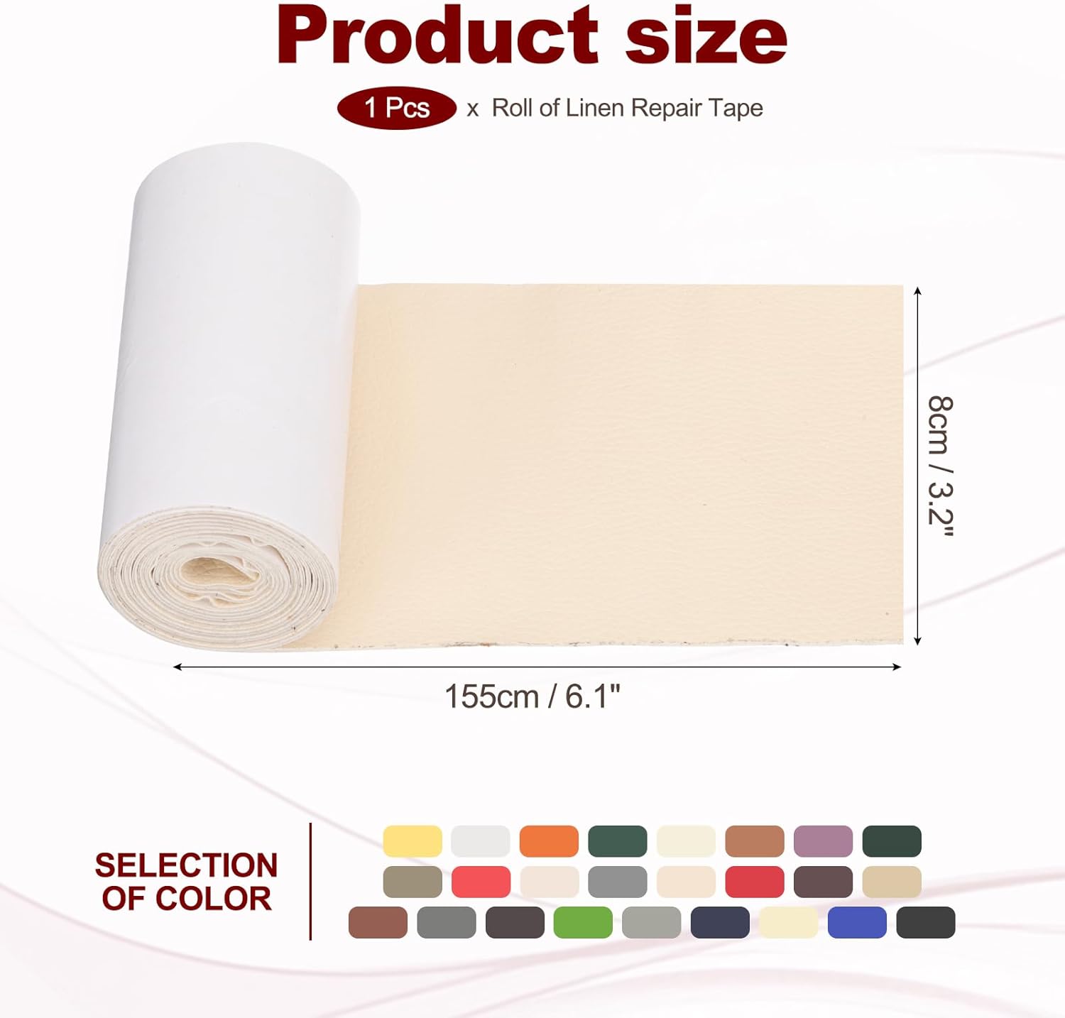 PATIKIL Leather Patches Tape for Furniture, 3.2 x 61 Inch Self Adhesive Vinyl Leather Repair Kit Cover Sheet for Couch, Sofa, Car Seats, Office Chair, Rice White