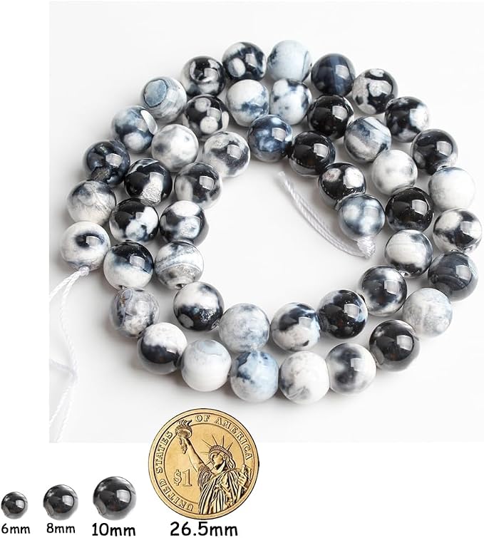 60pcs Round Loose White Fire Agate Beads - Image 2