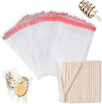 Ozera 200 Pcs Ice Pop Bags and Popsicle Sticks, Cakesicle Bags by Ozera