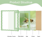 12x12 Picture Frame with Mat for 10x10, Wavy Edge Wooden Real Glass Photo Frame - Image 5